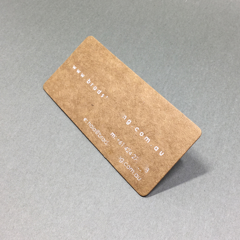 45mmx90mm, Rounded Corners, White Ink Printing,350g USA Kraft Paper Business Cards Printing Services